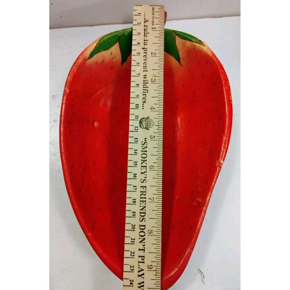 Vintage Mexican Folk Art Balsa Wood Fruit Set 8 Pc Hand Painted Strawberry Bowl
